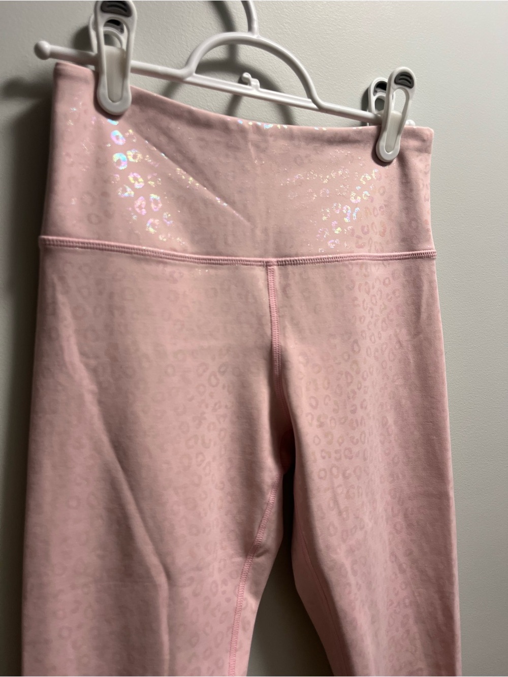 ZYIA Light Pink Shimmer Leopard High-Rise Leggings